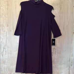 CLARA SUNWOO Purple Cold Shoulder Cocktail Dress